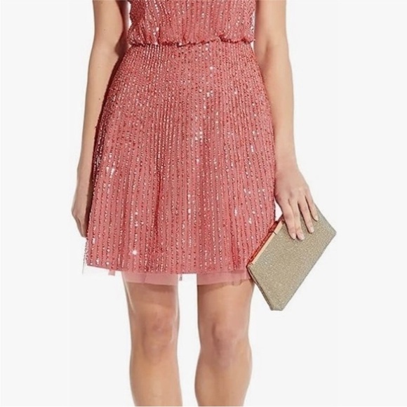 NWT Adrianna Papell Beaded Blouson Halter Dress - Sugar Poppy - Picture 5 of 10